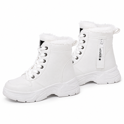 Botas de Neve de Inverno para Mulheres Botas de Tornozelo de Cano Alto com Forro de Pelagem Macia e Espesso