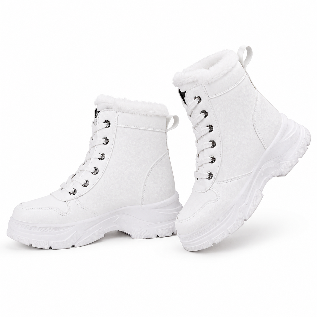 Botas de Neve de Inverno para Mulheres Botas de Tornozelo de Cano Alto com Forro de Pelagem Macia e Espesso