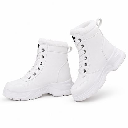 Botas de Neve de Inverno para Mulheres Botas de Tornozelo de Cano Alto com Forro de Pelagem Macia e Espesso