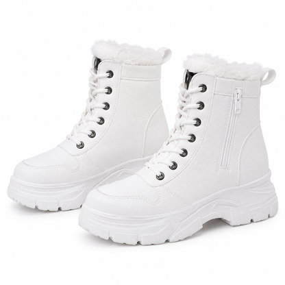 Botas de Neve de Inverno para Mulheres Botas de Tornozelo de Cano Alto com Forro de Pelagem Macia e Espesso