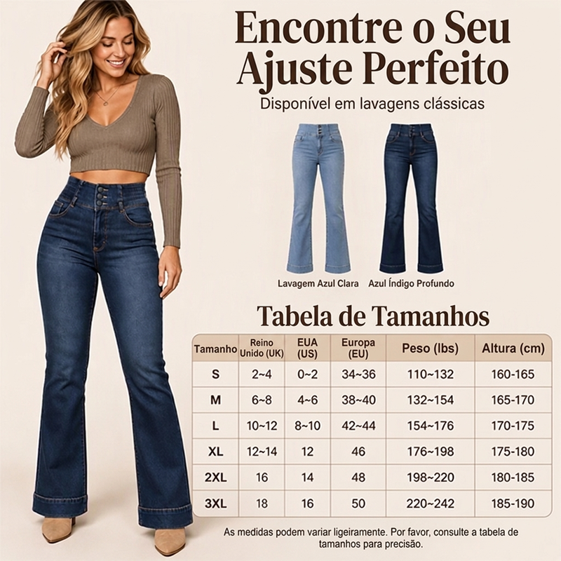 Calça Jeans Flare Feminina com Cintura Alta Elástica