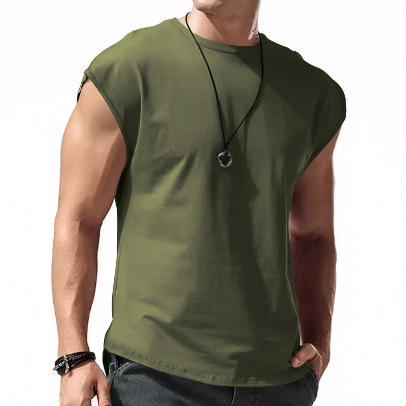 Verano Nuevos Hombres Suelto Color Sólido Hombro Camiseta sin mangas