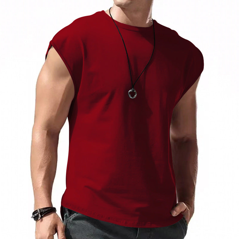 Verano Nuevos Hombres Suelto Color Sólido Hombro Camiseta sin mangas