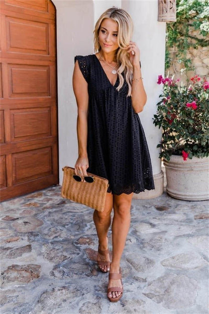 💖 Hot Sales 49% OFF 💖Vestido casual sexy de encaje con cuello en V👗