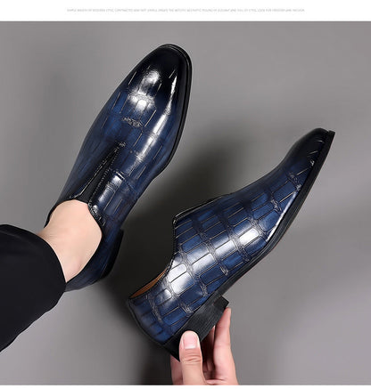 Zapatos de cuero casuales con patrón de piedra hechos a mano para hombres italianos