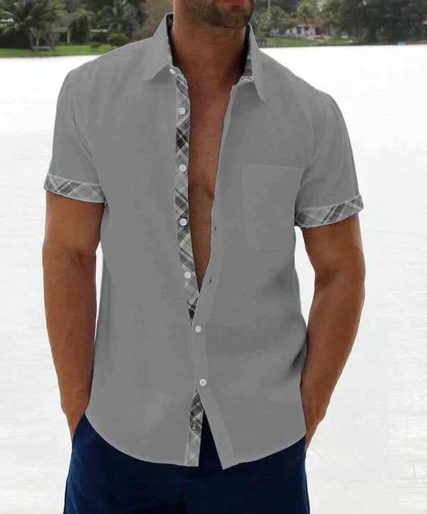 Oferta de verano-49 % OFF🔥--- Camisa informal con botones y cuello a cuadros para hombre-6