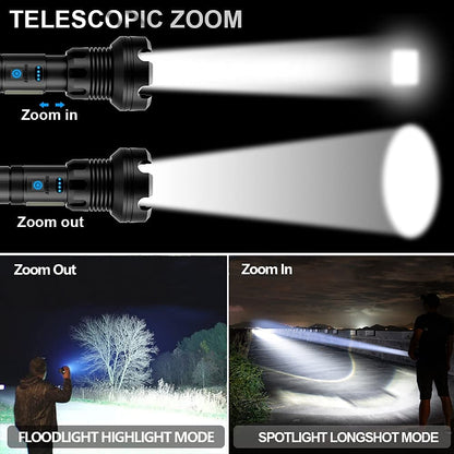 ✨VENTA DE ÚLTIMO DÍA 49% DE DESCUENTO✨ Linterna láser táctica recargable LED 90000 lúmenes altos