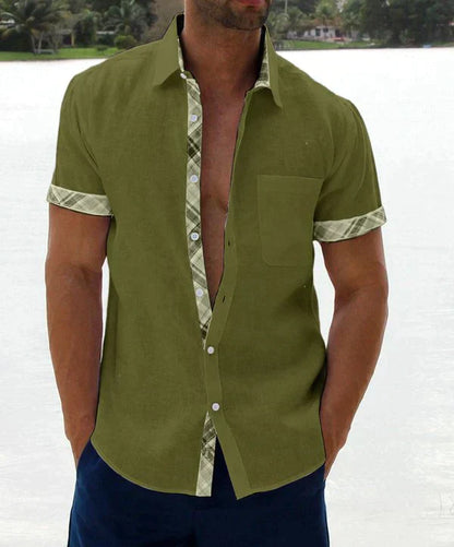 Oferta de verano-49 % OFF🔥--- Camisa informal con botones y cuello a cuadros para hombre-4