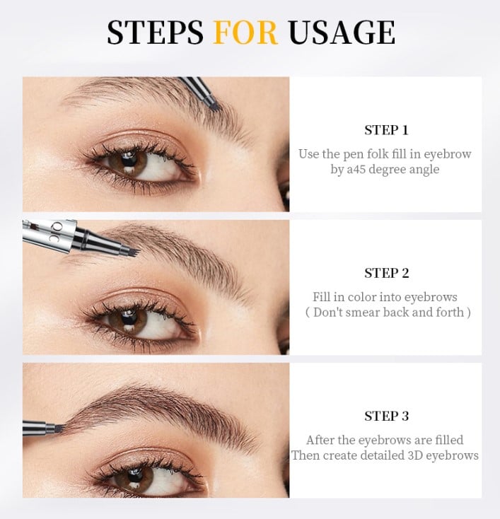 Lápiz de cejas 3D Waterproof Microblading 4 Fork Tip Tattoo Pencil