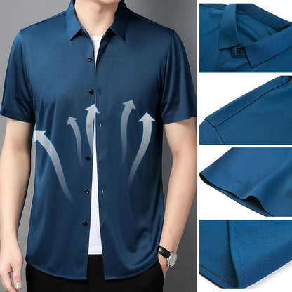 Camisa de manga corta de seda de hielo para hombre (compra 2 envío gratis)