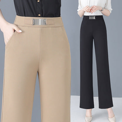 Pantalones de verano de seda holgados para mujer