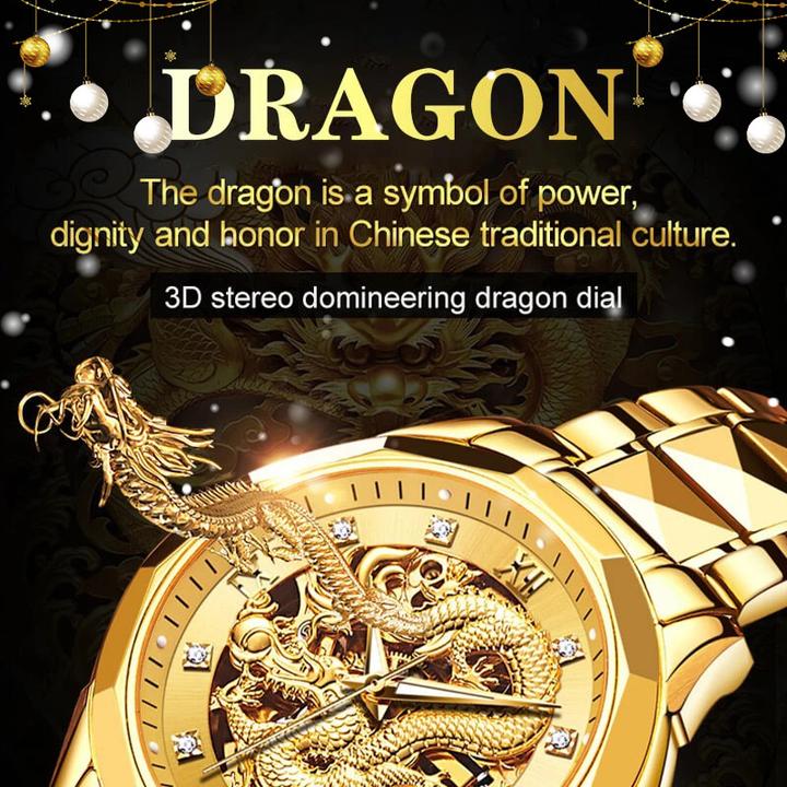 Reloj Dragón Dorado en Relieve