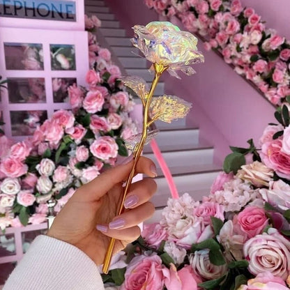 💖Para el regalo de sus seres queridos🎁Rosa de cristal colorida