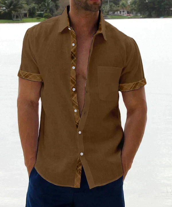 Oferta de verano-49 % OFF🔥--- Camisa informal con botones y cuello a cuadros para hombre-9