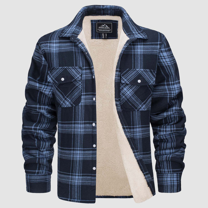 🔥Liquidación de verano - 50% DE DESCUENTO🔥Hombres Sherpa Camisa Forro Polar Chaqueta de franela con 3 bolsillos Casual Plaid Button Down Abrigo de invierno