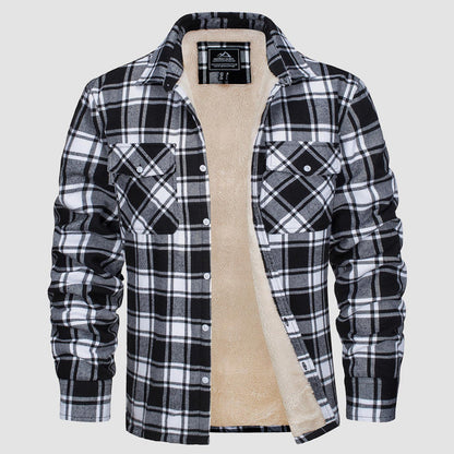 🔥Liquidación de verano - 50% DE DESCUENTO🔥Hombres Sherpa Camisa Forro Polar Chaqueta de franela con 3 bolsillos Casual Plaid Button Down Abrigo de invierno