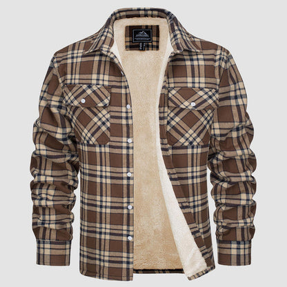 🔥Liquidación de verano - 50% DE DESCUENTO🔥Hombres Sherpa Camisa Forro Polar Chaqueta de franela con 3 bolsillos Casual Plaid Button Down Abrigo de invierno