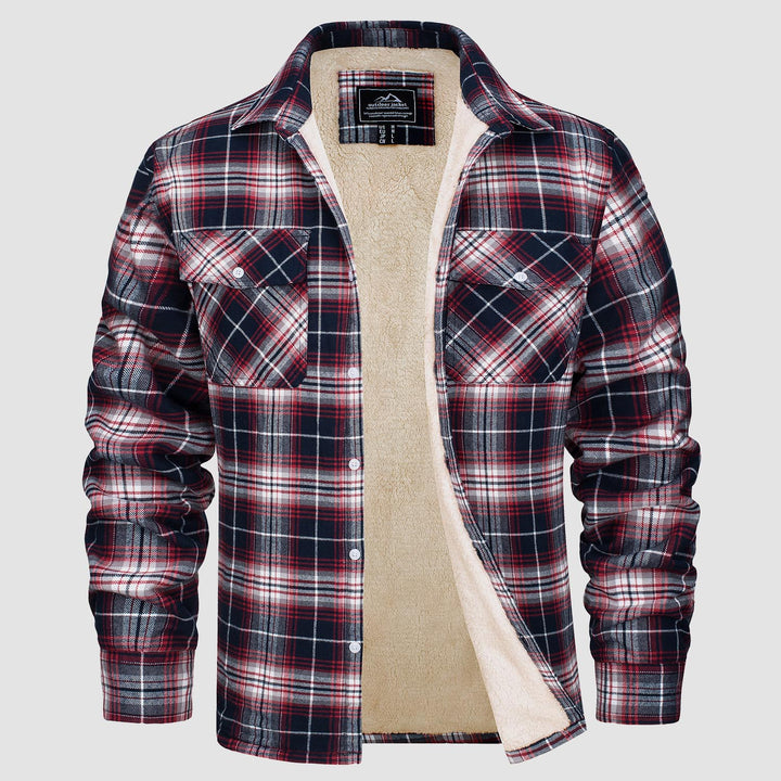 🔥Liquidación de verano - 50% DE DESCUENTO🔥Hombres Sherpa Camisa Forro Polar Chaqueta de franela con 3 bolsillos Casual Plaid Button Down Abrigo de invierno