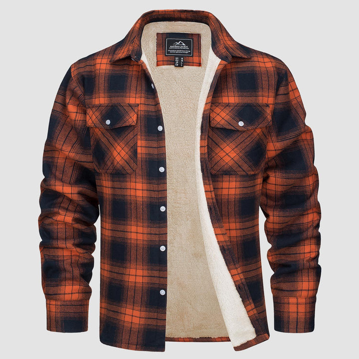 🔥Liquidación de verano - 50% DE DESCUENTO🔥Hombres Sherpa Camisa Forro Polar Chaqueta de franela con 3 bolsillos Casual Plaid Button Down Abrigo de invierno