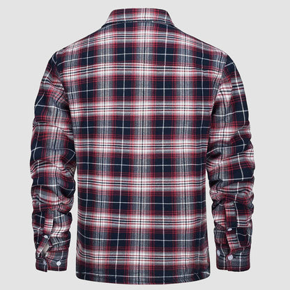 🔥Liquidación de verano - 50% DE DESCUENTO🔥Hombres Sherpa Camisa Forro Polar Chaqueta de franela con 3 bolsillos Casual Plaid Button Down Abrigo de invierno