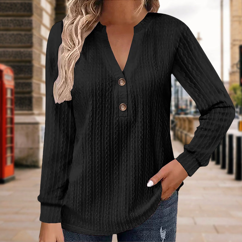 🔥 Nuevos productos de invierno-49%OFF🔥Pure Hand Knit Twist V-Neck Top de punto casual para mujer