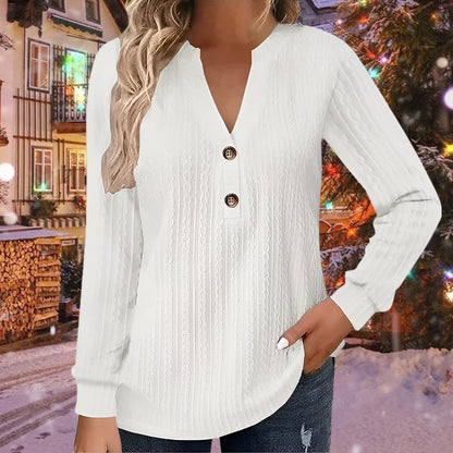 🔥 Nuevos productos de invierno-49%OFF🔥Pure Hand Knit Twist V-Neck Top de punto casual para mujer