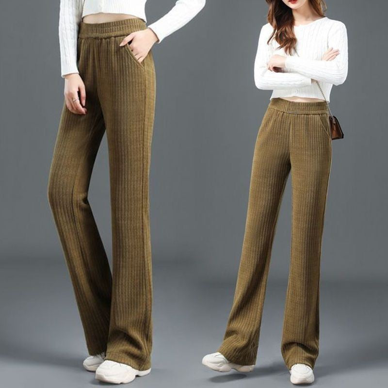 Pantalones versátiles y sencillos con cintura elástica y pantalones holgados para mujer.